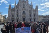 Rombongan Manajemen Persiraja foto bersama di depan Duomo Milano, Italia, Jumat (18/04/2025). Foto : MO Persiraja