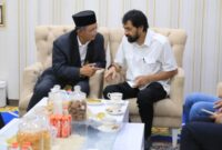 Gubernur Aceh Muzakir Manaf bertemu dengan Menteri Pekerjaan Umum Dody Hanggodo di Pendopo Wali Kota Banda Aceh, Rabu (25/6/2025)