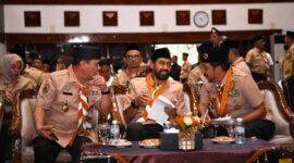Gubernur Aceh, Muzakir Manaf membuka secara resmi musyawarah daerah (musda) ke-x gerakan pramuka Aceh 2025 di Anjong Mon Mata Komplek Pendopo Gubernur Aceh, Rabu, (18/6/2025)