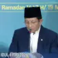 Menteri Agama RI, Nasaruddin Umar mengumumkan hasil sidang isbat nasional penentuan 1 Syawal 1447 H di Kantor Kemenag RI, Kamis, (19/3/2026) malam. (Dok TVRI)