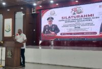 Kajati Aceh, Teuku Rahmatsyah, SH., MH., M.Kn., menyampaikan sambutan pada silaturahmi bersama wartawan dan organisasi pers di Aula Serbaguna Kejaksaan Tinggi (Kejati) Aceh Banda Aceh, Selasa, (1/9/2026)